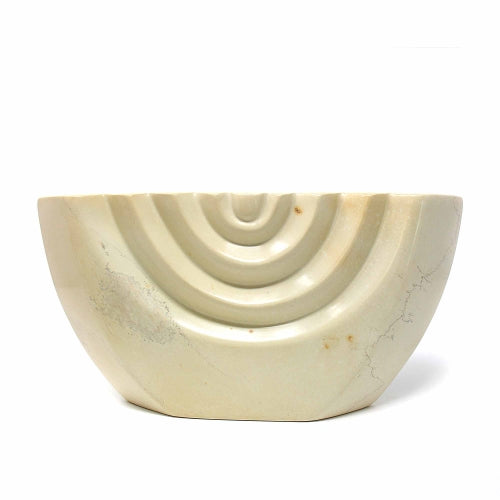 Hand Carved Menorah - White/Marbled Soapstone- Fair Trade-Smolart- Kenya