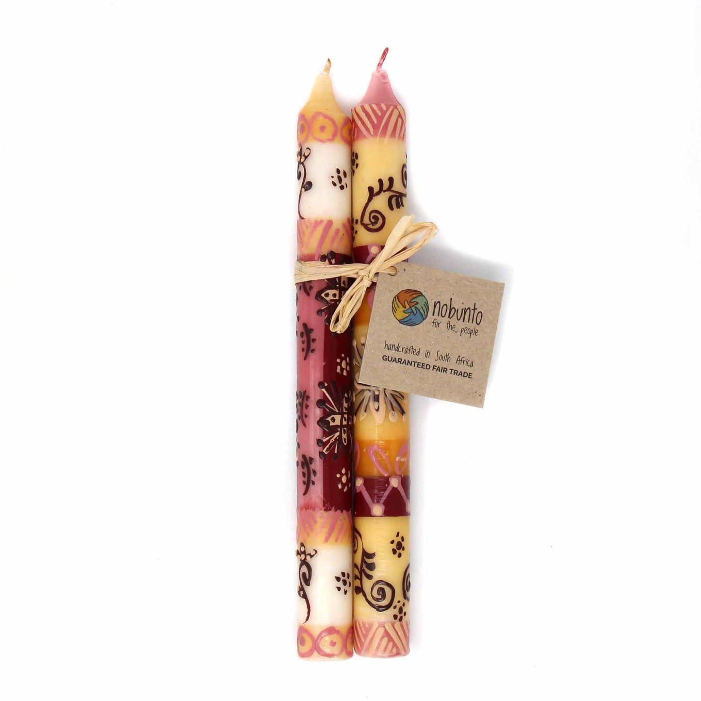 Tall Hand Painted Candles - Pair of Dinner Taper Candles- Halisi Design - Nobunto