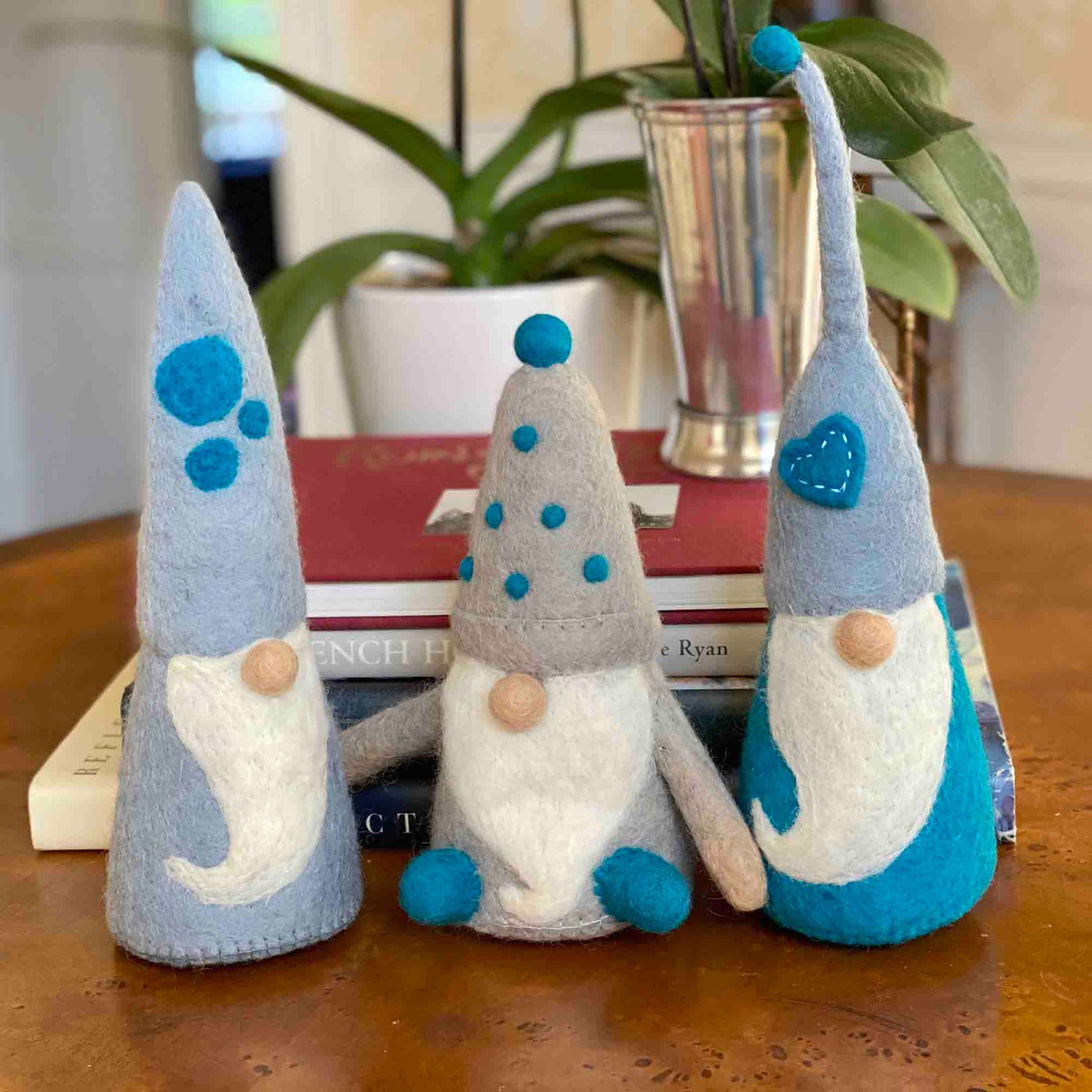 Winter Blues Felt Gnomes Trio of Shelf Sitters - Set of 3