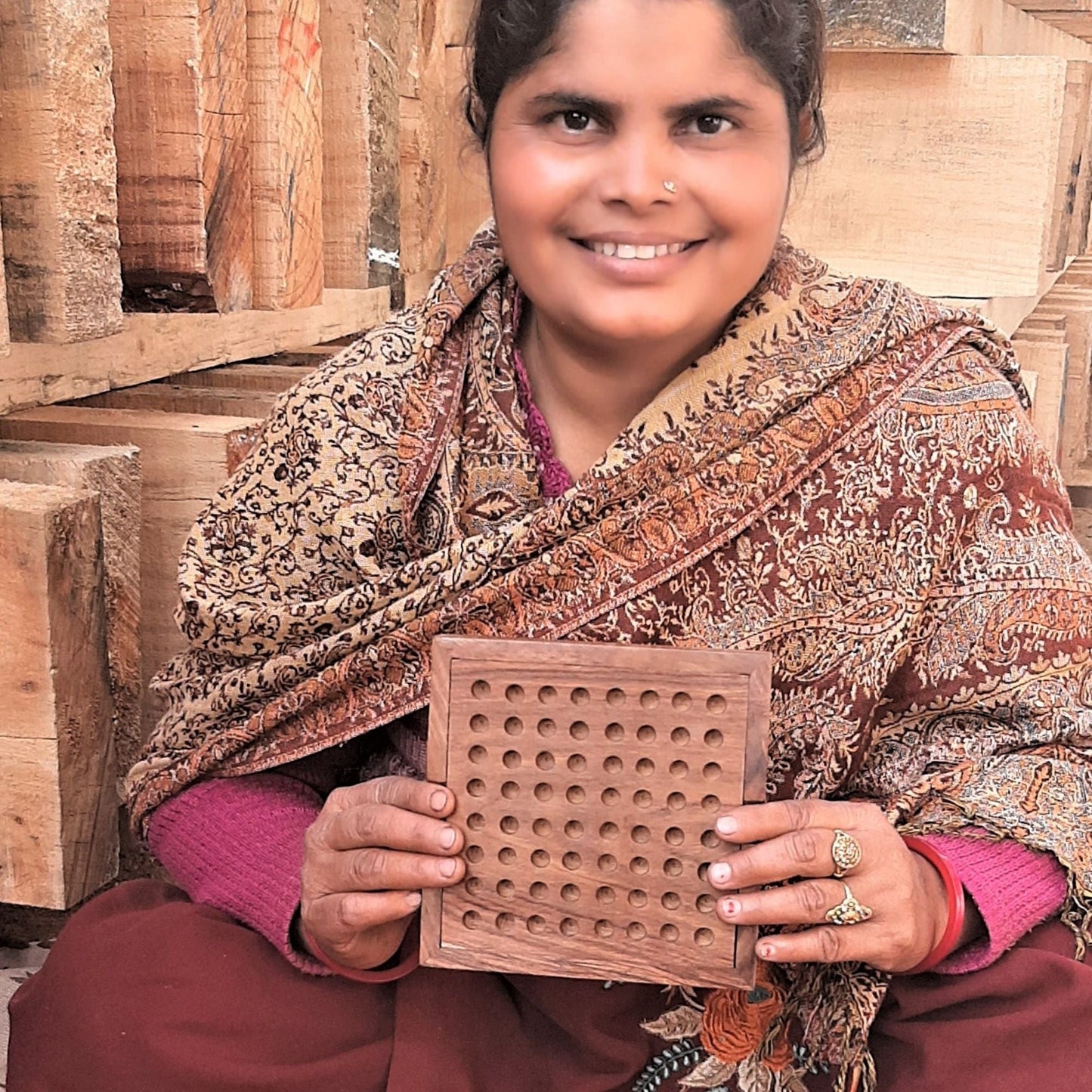 Handmade Mancala Cribbage Combo Game- India