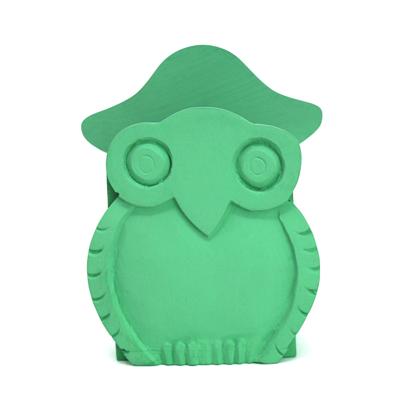 Mr. Owl Eyeglass Stand & Pen Holder Combo-Hand-carved Mango Wood- Mint Green