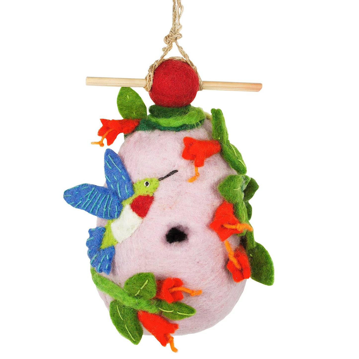 Felt Birdhouse - Hummingbird -Pink/ Green- Wild Woolies