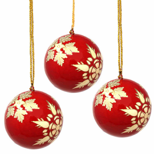 Hand-painted Ornaments, Gold Snowflakes - Pack of 3