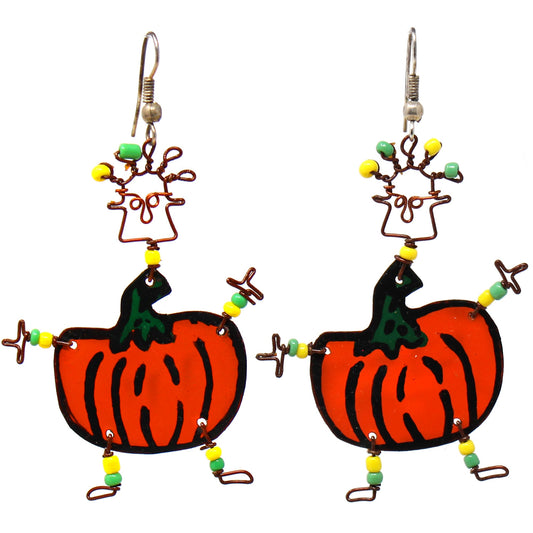 Dancing Girl Pumpkin Earrings -Orange-Fair Trade by Creative Alternatives