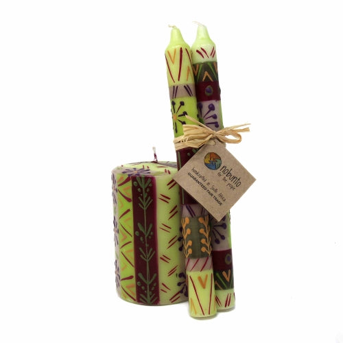 Hand Painted Candles in Kileo Design (pair of dinner tapers) - Nobunto