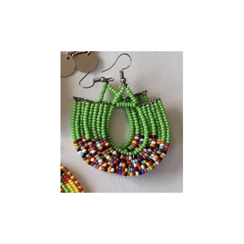 Maasai Beaded Basket Dangle Earrings - Kenya