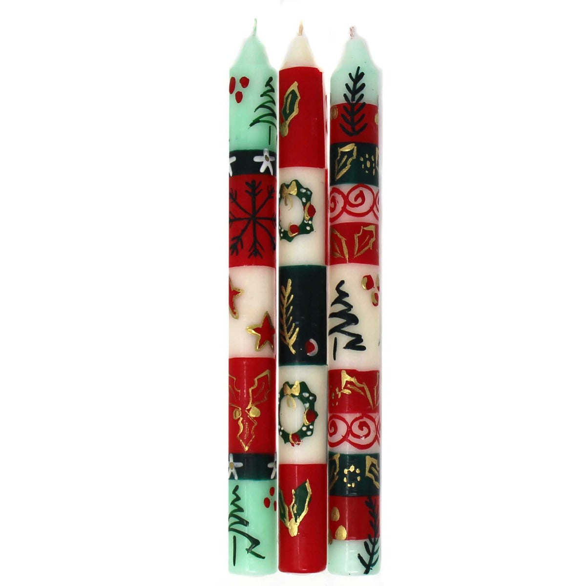 Set of 3 Boxed Tall Hand-Painted Candles - Ukhisimui Design - Nobunto