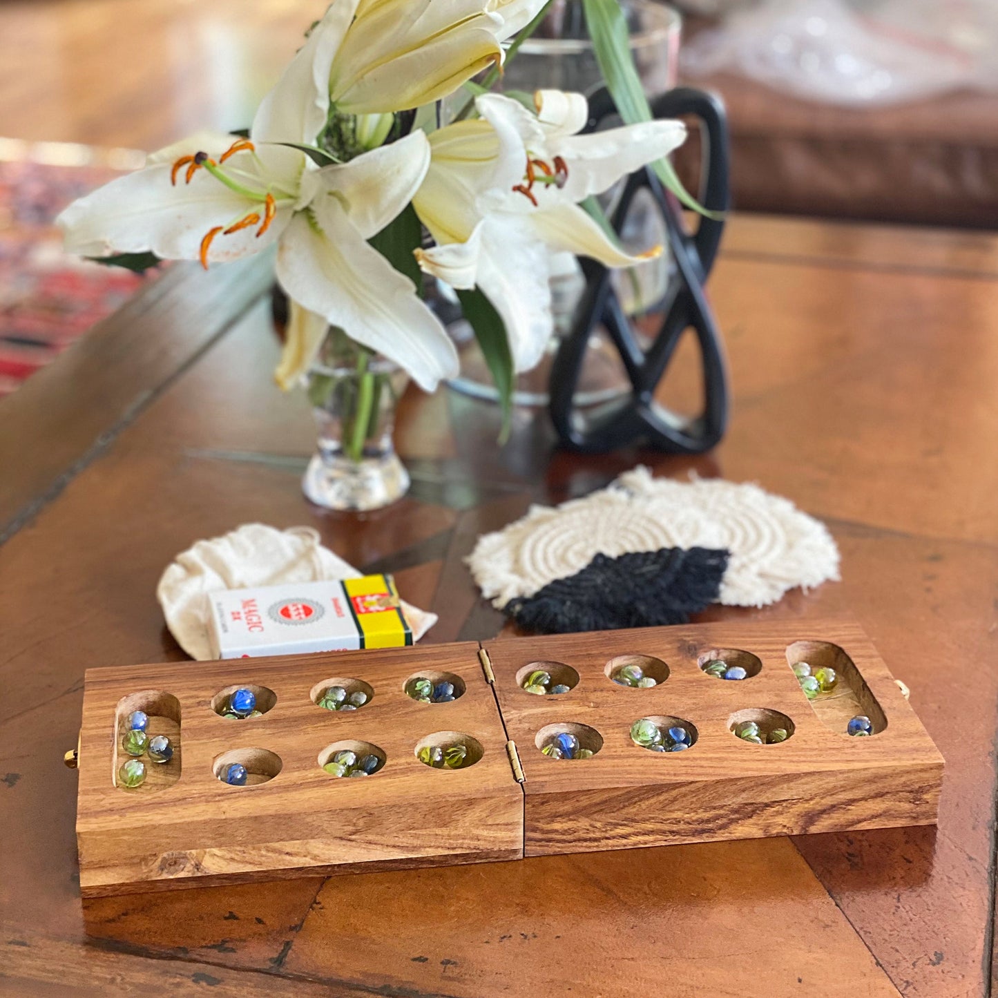 Handmade Mancala Cribbage Combo Game- India