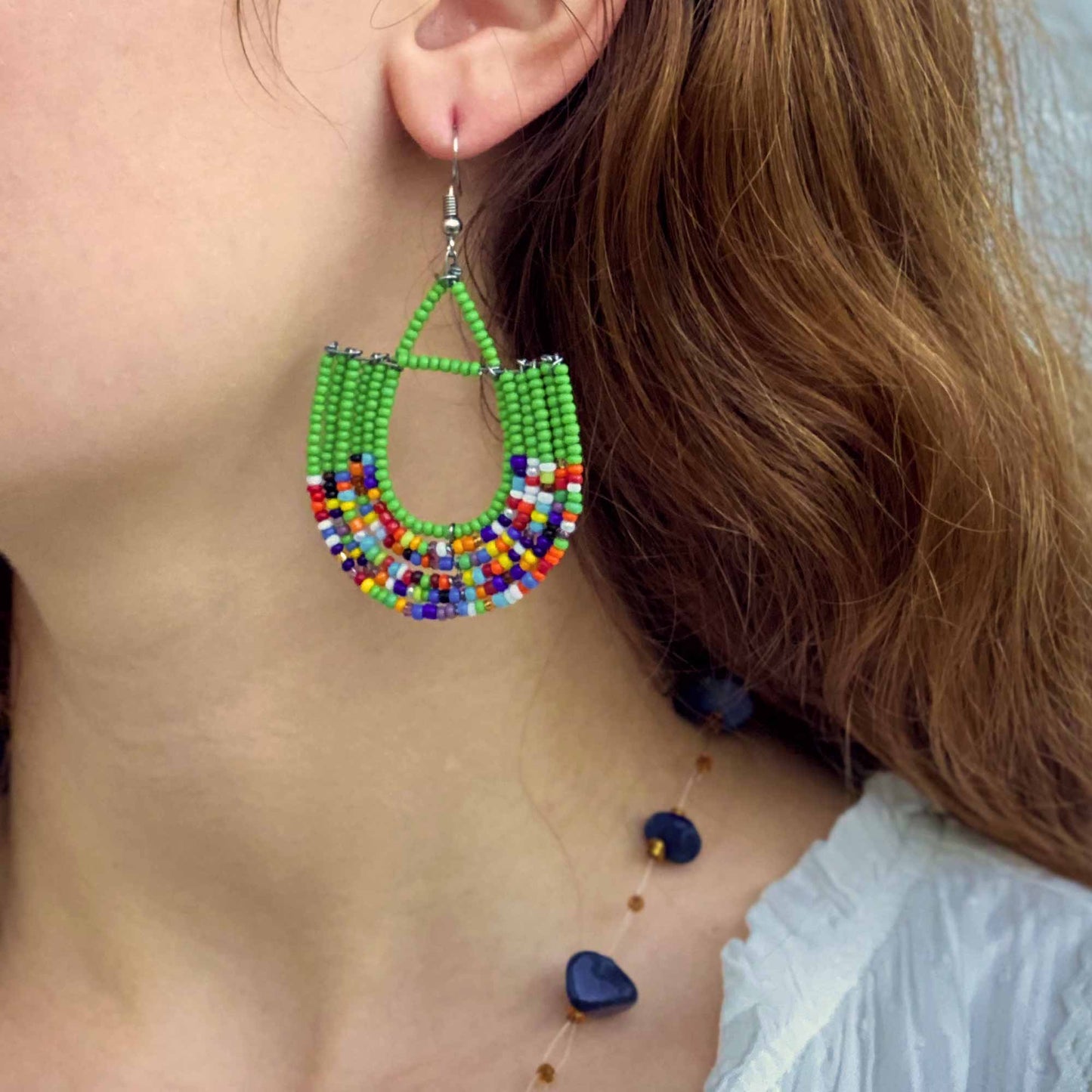 Maasai Beaded Basket Dangle Earrings - Kenya