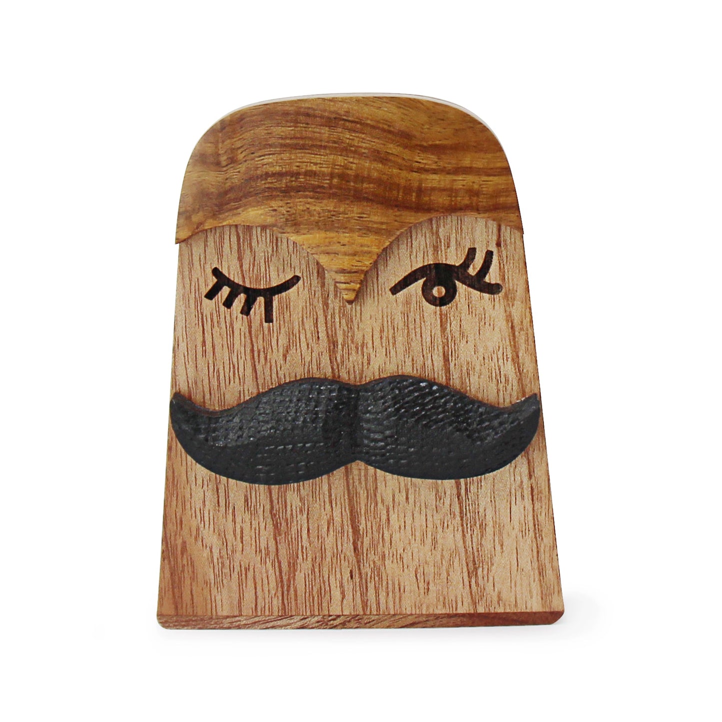 Hand-Carved Moustache Eyeglass and Pen holder Combo -Sheesham Wood-India