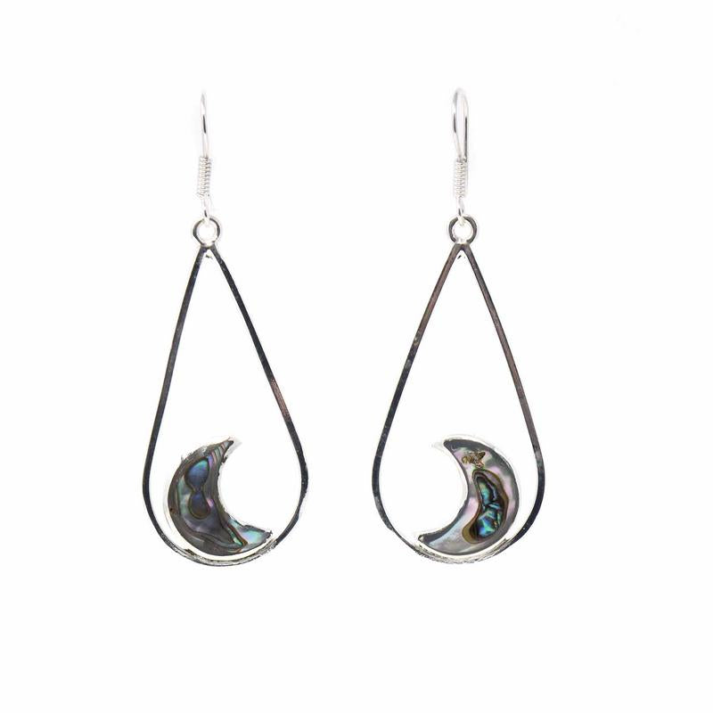 Earrings, Teardrop with Abalone Half Moons