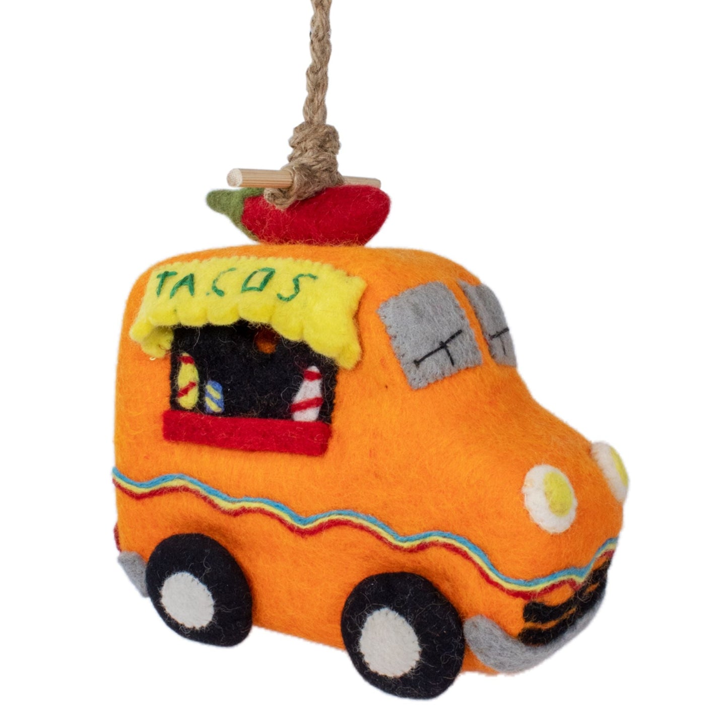 Handcrafted Felted Birdhouse: Taco Truck