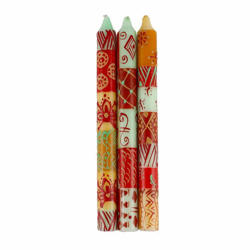 Hand Painted Candles in Owoduni Design (3 tapers) - Nobunto