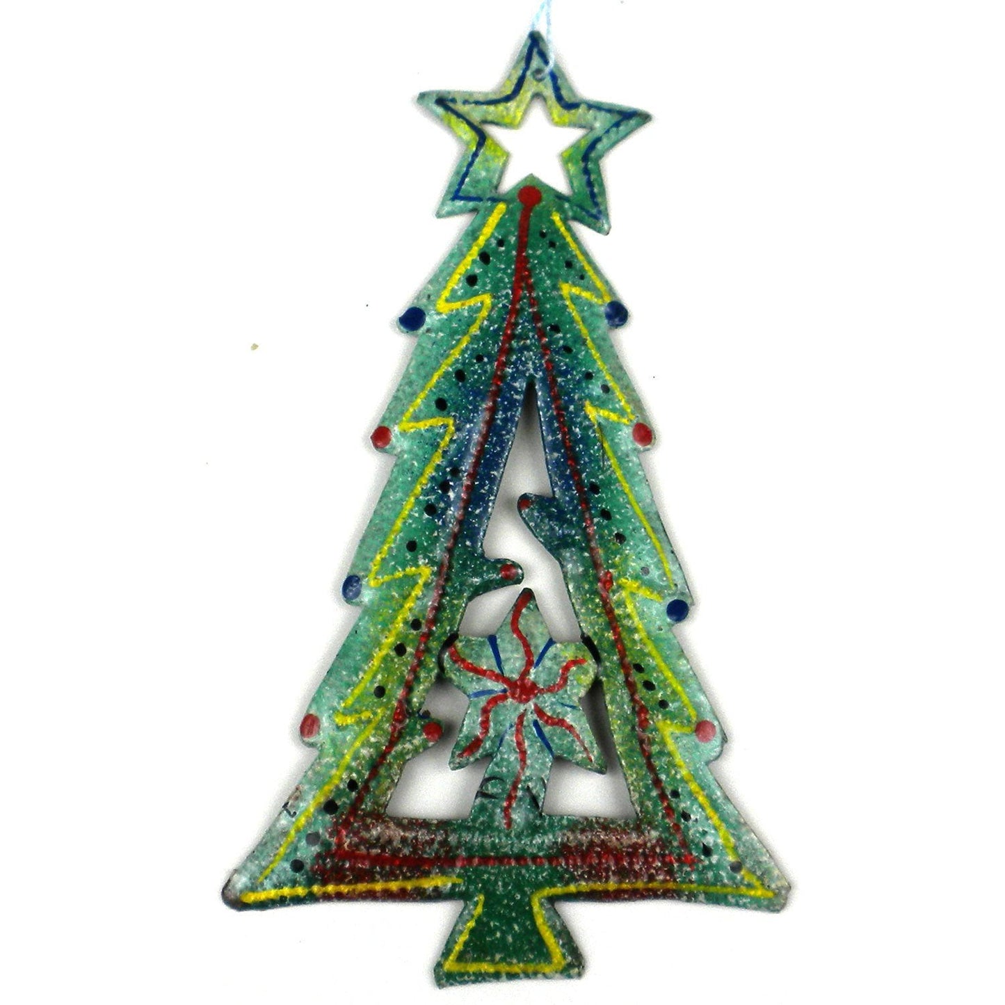 Hand Painted Tree Steel Drum Ornament - Croix des Bouquets (H)