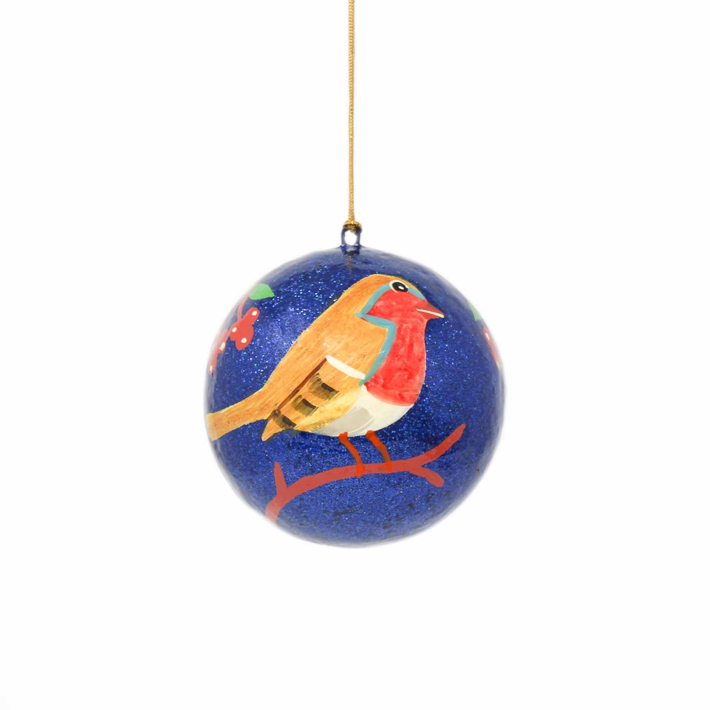 Hand-Painted Fox & Bird Ornaments-Handmade Paper Ornaments- Set of 2