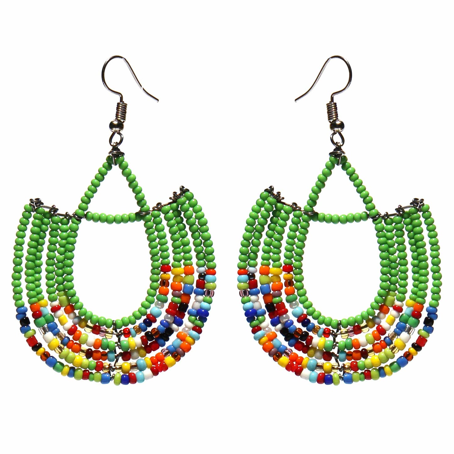 Maasai Beaded Basket Dangle Earrings - Kenya