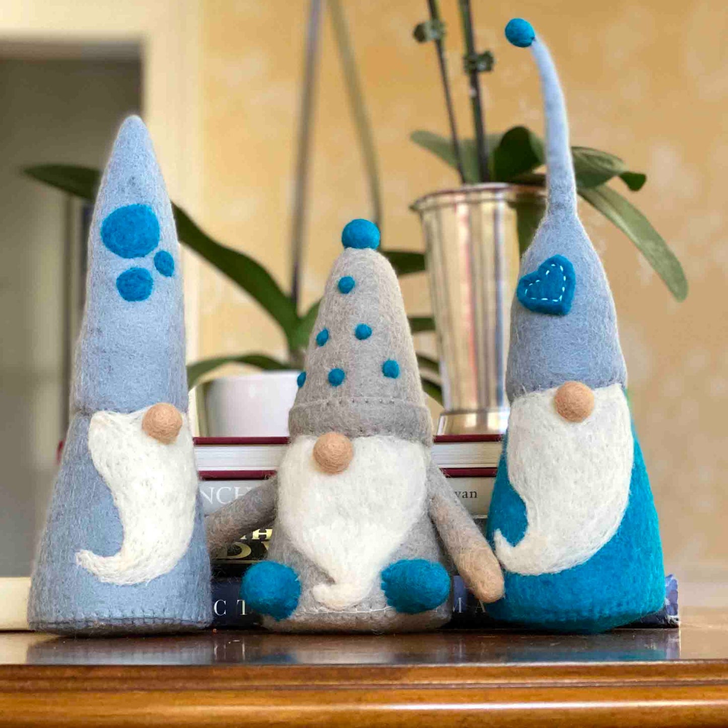 Winter Blues Felt Gnomes Trio of Shelf Sitters - Set of 3