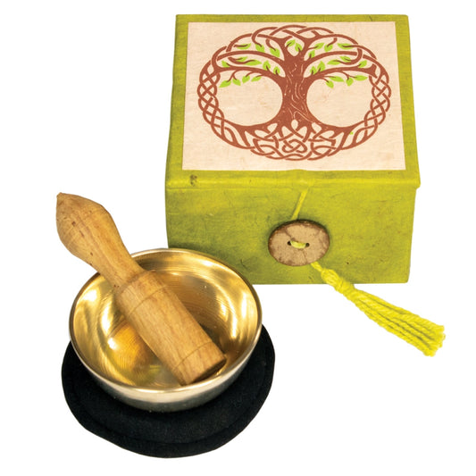 Mini Meditation Bowl in Handmade Lotka Paper Tree of Life Box