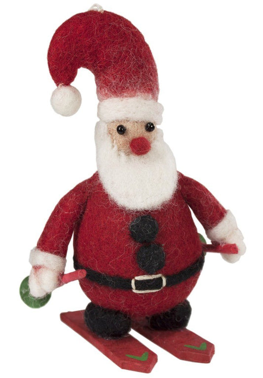 Skiing Santa Felt Ornament - Wild Woolies