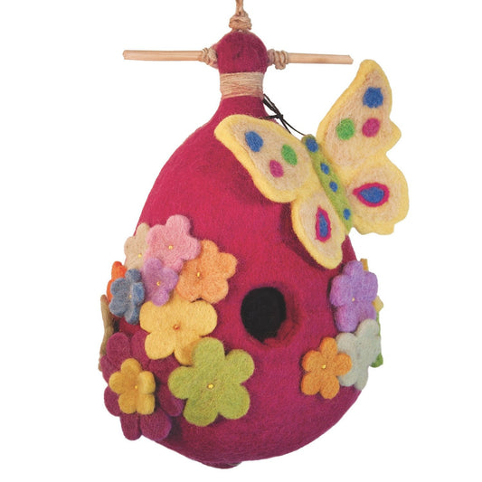 Felt Birdhouse - Butterfly - Pink - Wild Woolies