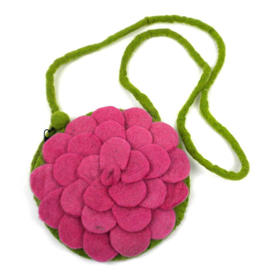 Rose Felt Purse- Pink - Fair Trade-Global Groove-Nepal