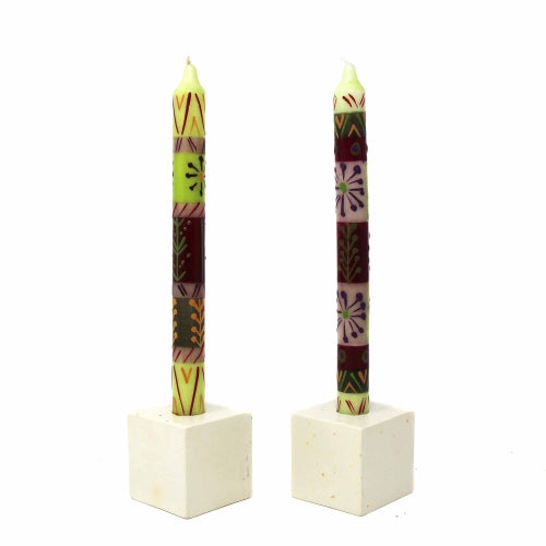 Hand Painted Candles in Kileo Design (pair of dinner tapers) - Nobunto