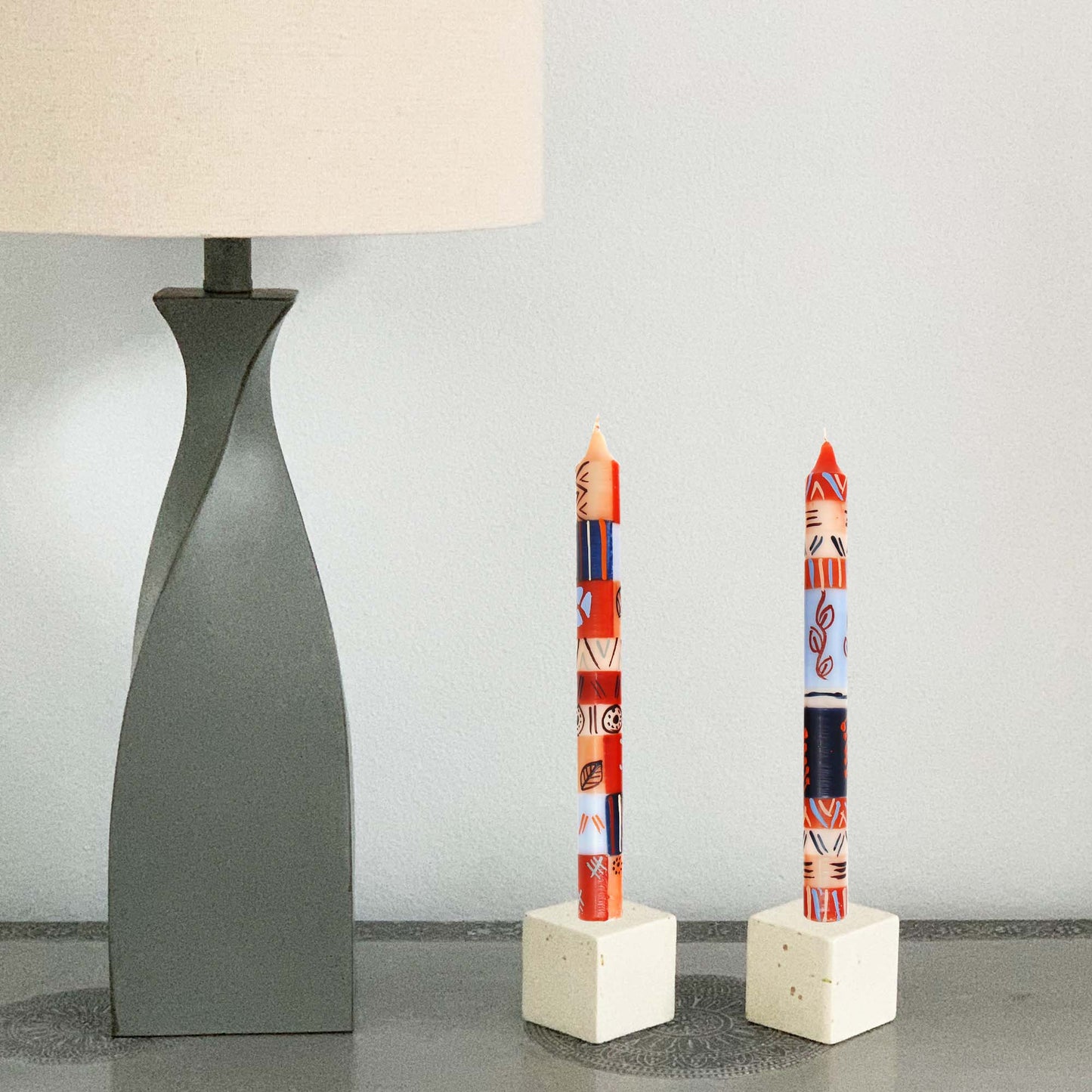 Hand Painted Candles in Uzushi Design (3 Dinner tapers) - Nobunto