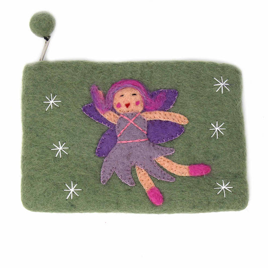 Hand Crafted Felt Starry Fairy Pouch-Green