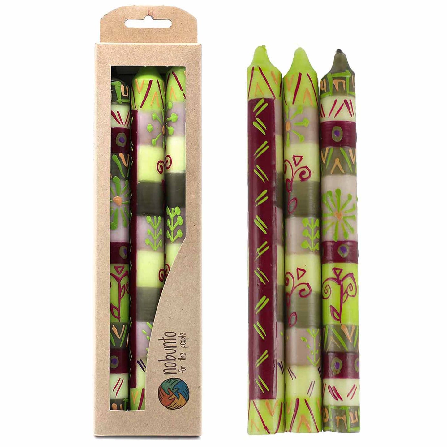 Hand Painted Candles in Kileo Design (3 tapers) - Nobunto