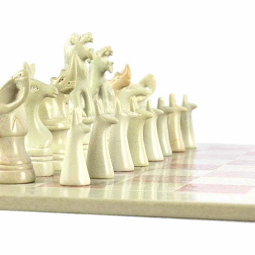 Hand Carved Soapstone African Animal Chess Set - 15" Board - SMOlart