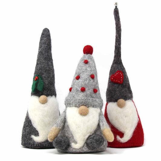 Handcrafted Holiday Felt Winter Gnomes-Set of 3 Shelf Sitters