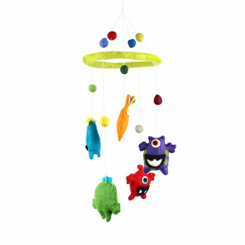 Hand-Made Felt Monster Baby Mobile - Multi-Color-Nepal