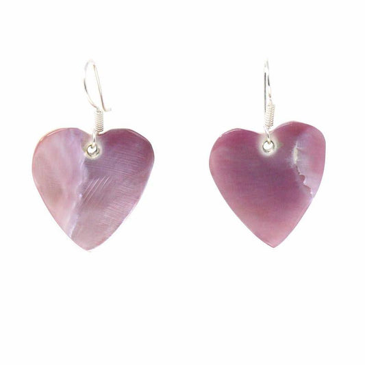 Mother of Pearl Hearts Earrings- Pink